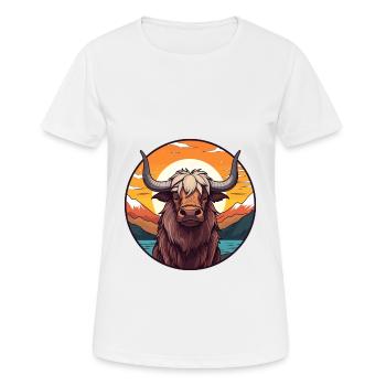 Yak Aquarelle Colorée Dessin Animé Kawaii Animal - T-shirt respirant Femme - blanc - Devant - AI Model Female 172 dark (172cm)