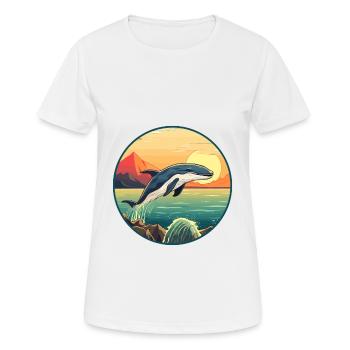 Baleine Aquarelle Colorée Dessin Animé Kawaii Animal - T-shirt respirant Femme - blanc - Devant - AI Model Female 172 dark (172cm)