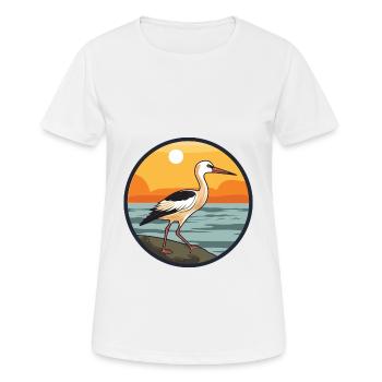 Avocet Watercolor Cartoon Kawaii Clipart Animal - Women's Breathable T-Shirt - white - Front - AI Model Female 172 dark (172cm)
