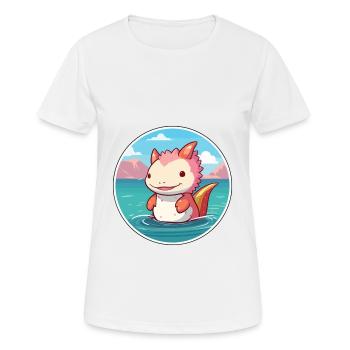Axolotl aquarelle dessin animé Kawaii Clipart Animal - T-shirt respirant Femme - blanc - Devant - AI Model Female 172 dark (172cm)