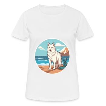 Arktischer Wolf Aquarell Cartoon Kawaii Clipart Haustier - Frauen T-Shirt atmungsaktiv - Weiß - Vorne - AI Model Female 172 dark (172cm)