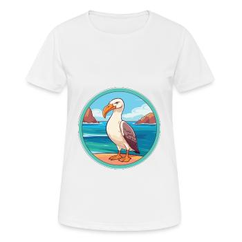 Albatross Watercolor Cartoon Kawaii Clipart Animal - Women's Breathable T-Shirt - white - Front - AI Model Female 172 dark (172cm)