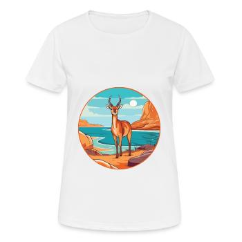 Antilope Aquarell Cartoon Kawaii Clipart Tier - Frauen T-Shirt atmungsaktiv - Weiß - Vorne - AI Model Female 172 dark (172cm)