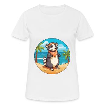 Blaireau Aquarelle Dessin Animé Kawaii Clipart Animal - T-shirt respirant Femme - blanc - Devant - AI Model Female 172 dark (172cm)