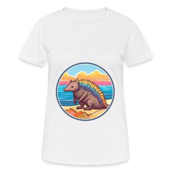 Armadillo Watercolor Cartoon Kawaii Clipart Animal - Women's Breathable T-Shirt - white - Front - AI Model Female 172 dark (172cm)