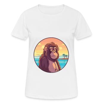 Babouin aquarelle dessin animé Kawaii Clipart Animal - T-shirt respirant Femme - blanc - Devant - AI Model Female 172 dark (172cm)