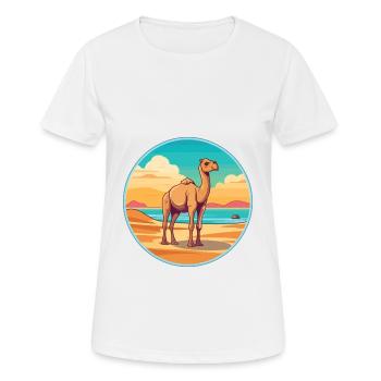 Camel Watercolor Cartoon Kawaii Clipart Animal - Women's Breathable T-Shirt - white - Front - AI Model Female 172 dark (172cm)