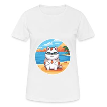 Katze Aquarell Karikatur Kawaii Clipart Tier - Frauen T-Shirt atmungsaktiv - Weiß - Vorne - AI Model Female 172 dark (172cm)