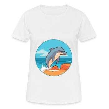 Delfin Aquarell Cartoon Kawaii Clipart Tier - Frauen T-Shirt atmungsaktiv - Weiß - Vorne - AI Model Female 172 dark (172cm)