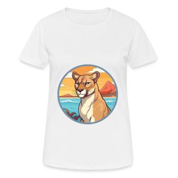 Cougar Watercolor Cartoon Kawaii Clipart Animal - Women's Breathable T-Shirt - white - Front - AI Model Female 172 dark (172cm)