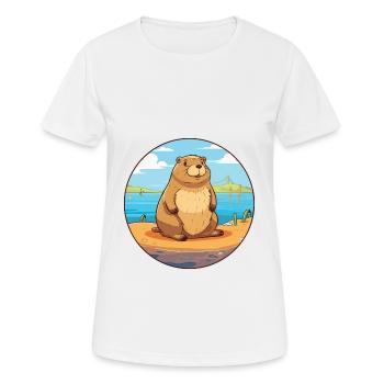 Biber Aquarell Cartoon Kawaii Clipart Tier - Frauen T-Shirt atmungsaktiv - Weiß - Vorne - AI Model Female 172 dark (172cm)
