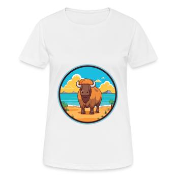 Buffalo Watercolor Cartoon Kawaii Clipart Animal - Women's Breathable T-Shirt - white - Front - AI Model Female 172 dark (172cm)