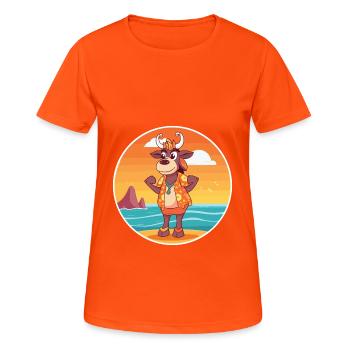 Bongo Aquarell Cartoon Kawaii Clipart Tier - Frauen T-Shirt atmungsaktiv - Neonorange - Vorne - AI Model Female 172 dark (172cm)