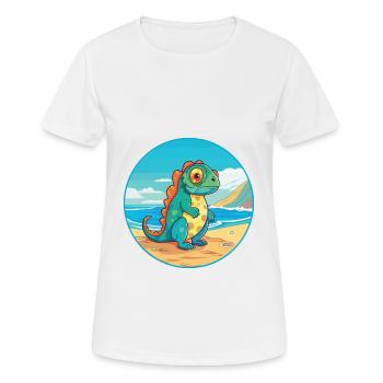 Chameleon Watercolor Cartoon Kawaii Clipart Animal - Women's Breathable T-Shirt - white - Front - AI Model Female 172 dark (172cm)
