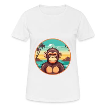 Chimpanzé aquarelle dessin animé Kawaii Clipart animal de compagnie - T-shirt respirant Femme - blanc - Devant - AI Model Female 172 dark (172cm)