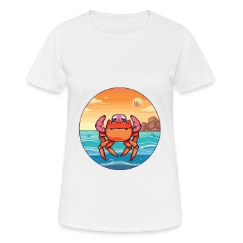 Crab Watercolor Cartoon Kawaii Clipart Animal - Women's Breathable T-Shirt - white - Front - AI Model Female 172 dark (172cm)