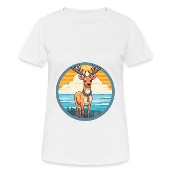 Hirsch Aquarell Karikatur Kawaii Clipart Tier - Frauen T-Shirt atmungsaktiv - Weiß - Vorne - AI Model Female 172 dark (172cm)
