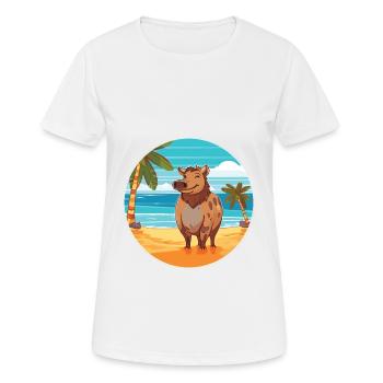 Boar Watercolor Cartoon Kawaii Clipart Animal - Women's Breathable T-Shirt - white - Front - AI Model Female 172 dark (172cm)