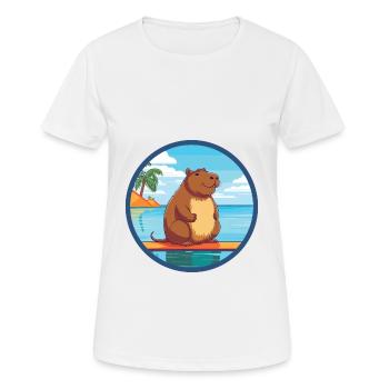 Capybara Watercolor Cartoon Kawaii Clipart Animal - Women's Breathable T-Shirt - white - Front - AI Model Female 172 dark (172cm)