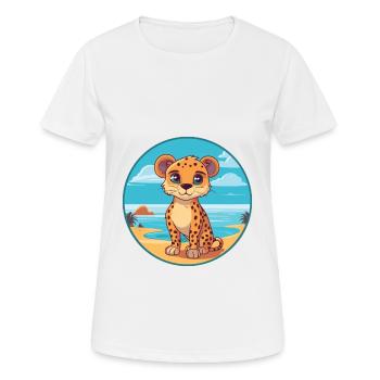 Cheetah Watercolor Cartoon Kawaii Clipart Animal - Women's Breathable T-Shirt - white - Front - AI Model Female 172 dark (172cm)