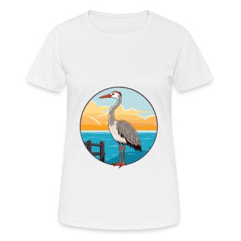 Kranich Aquarell Cartoon Kawaii Clipart Tier - Frauen T-Shirt atmungsaktiv - Weiß - Vorne - AI Model Female 172 dark (172cm)