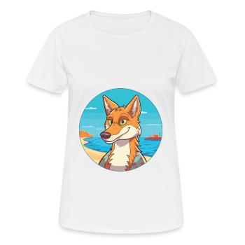 Coyote Watercolor Cartoon Kawaii Clipart Animal - Women's Breathable T-Shirt - white - Front - AI Model Female 172 dark (172cm)