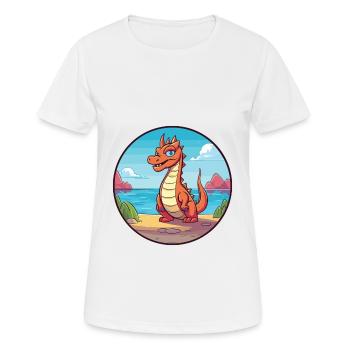 Dragon Watercolor Cartoon Kawaii Clipart Animal - Women's Breathable T-Shirt - white - Front - AI Model Female 172 dark (172cm)