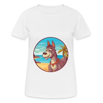Donkey Watercolor Cartoon Kawaii Clipart Animal - Women's Breathable T-Shirt - white - Front - AI Model Female 172 dark (172cm)