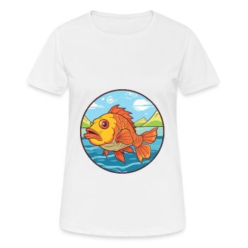 Fish Watercolor Cartoon Kawaii Clipart Animal - Women's Breathable T-Shirt - white - Front - AI Model Female 172 dark (172cm)