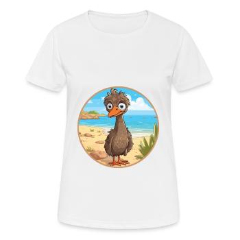 Emu Watercolor Cartoon Kawaii Clipart Animal - Women's Breathable T-Shirt - white - Front - AI Model Female 172 dark (172cm)