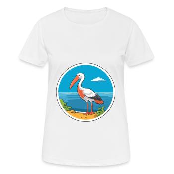 Ibis Watercolor Cartoon Kawaii Clipart Animal - Women's Breathable T-Shirt - white - Front - AI Model Female 172 dark (172cm)