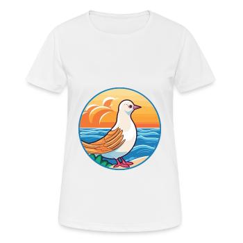 Dove Watercolor Cartoon Kawaii Clipart Animal - Women's Breathable T-Shirt - white - Front - AI Model Female 172 dark (172cm)