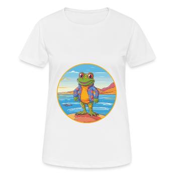 Grenouille aquarelle dessin animé Kawaii Clipart Animal - T-shirt respirant Femme - blanc - Devant - AI Model Female 172 dark (172cm)