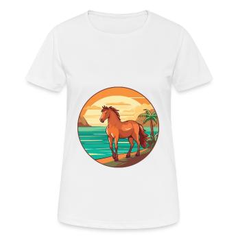 Pferd Aquarell Karikatur Kawaii Clipart Tier - Frauen T-Shirt atmungsaktiv - Weiß - Vorne - AI Model Female 172 dark (172cm)