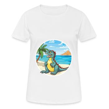 Iguana Watercolor Cartoon Kawaii Clipart Animal - Women's Breathable T-Shirt - white - Front - AI Model Female 172 dark (172cm)