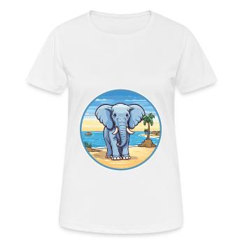 Elephant Watercolor Cartoon Kawaii Clipart Animal - Women's Breathable T-Shirt - white - Front - AI Model Female 172 dark (172cm)