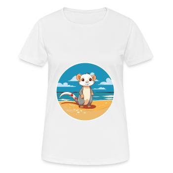 Ferret Watercolor Cartoon Kawaii Clipart Animal - Women's Breathable T-Shirt - white - Front - AI Model Female 172 dark (172cm)