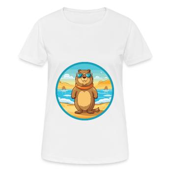 Gopher Watercolor Cartoon Kawaii Clipart Animal - Women's Breathable T-Shirt - white - Front - AI Model Female 172 dark (172cm)