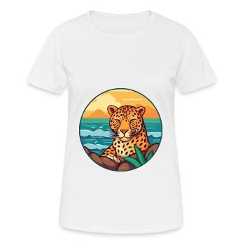 Jaguar aquarelle dessin animé Kawaii Clipart Animal - T-shirt respirant Femme - blanc - Devant - AI Model Female 172 dark (172cm)