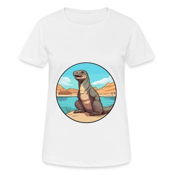 Komodo Dragon Aquarelle Dessin Animé Kawaii Animal - T-shirt respirant Femme - blanc - Devant - AI Model Female 172 dark (172cm)