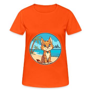 Luchs Aquarell Cartoon Kawaii Clipart Tier - Frauen T-Shirt atmungsaktiv - Neonorange - Vorne - AI Model Female 172 dark (172cm)