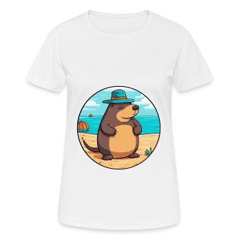 Mole Watercolor Cartoon Kawaii Clipart Animal - Women's Breathable T-Shirt - white - Front - AI Model Female 172 dark (172cm)