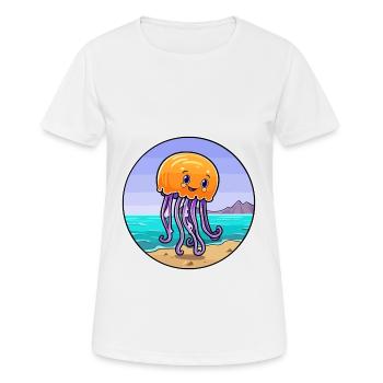 Méduse aquarelle dessin animé Kawaii Clipart Animal - T-shirt respirant Femme - blanc - Devant - AI Model Female 172 dark (172cm)