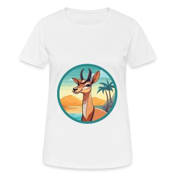 Impala Aquarell Karikatur Kawaii Clipart Tier - Frauen T-Shirt atmungsaktiv - Weiß - Vorne - AI Model Female 172 dark (172cm)
