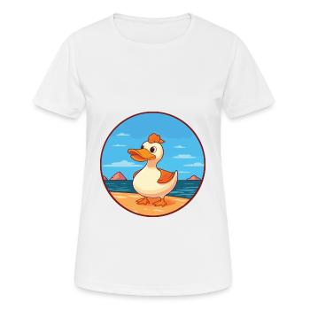 Duck Watercolor Cartoon Kawaii Clipart Animal - Women's Breathable T-Shirt - white - Front - AI Model Female 172 dark (172cm)