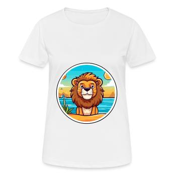 Lion Watercolor Cartoon Kawaii Clipart Animal - Women's Breathable T-Shirt - white - Front - AI Model Female 172 dark (172cm)