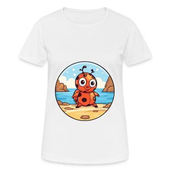 Ladybug Watercolor Cartoon Kawaii Clipart Animal - Women's Breathable T-Shirt - white - Front - AI Model Female 172 dark (172cm)
