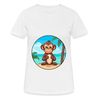 Monkey Watercolor Cartoon Kawaii Clipart Animal - Women's Breathable T-Shirt - white - Front - AI Model Female 172 dark (172cm)