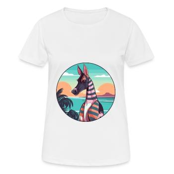 Okapi Watercolor Cartoon Kawaii Clipart Animal - Women's Breathable T-Shirt - white - Front - AI Model Female 172 dark (172cm)