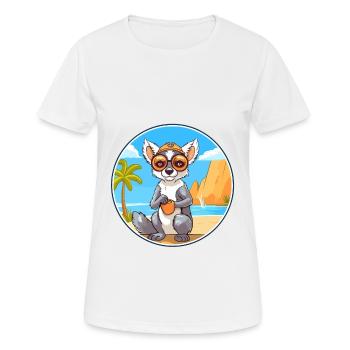Lemur Watercolor Cartoon Kawaii Clipart Animal - Women's Breathable T-Shirt - white - Front - AI Model Female 172 dark (172cm)